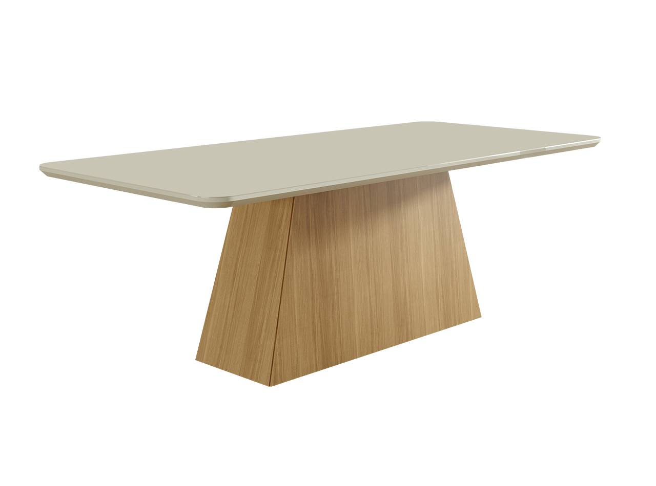 MESA DE JANTAR 210CM HELENA NATURAL E OFF WHITE