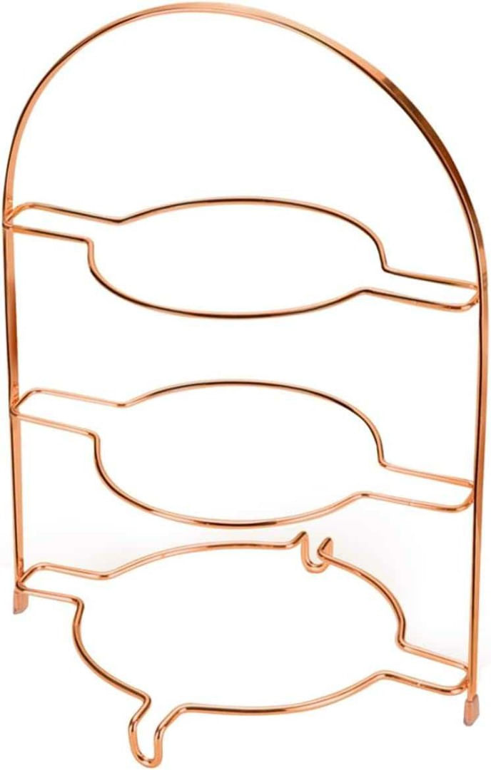 Suporte Porta Pratos Triplo Piatina Rose Dourado