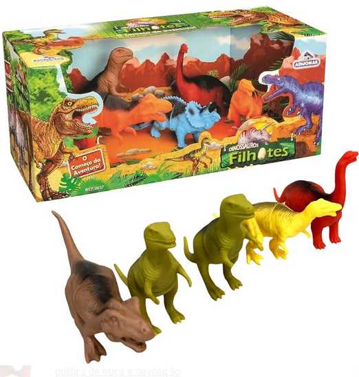 Kit-com-5-Bonecos-Filhotes-Dinossauros-T-rex-Triceraptos---Adjomar