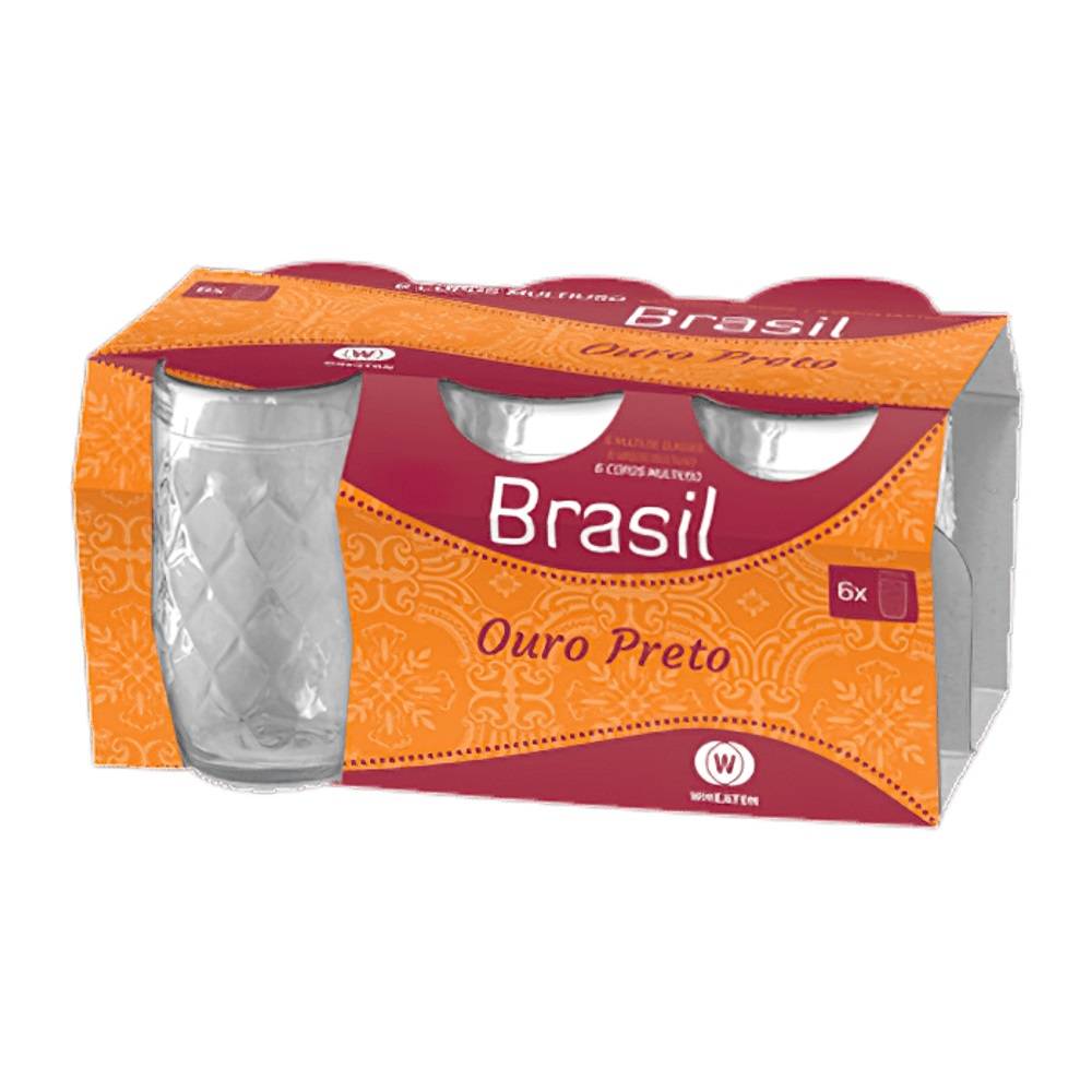 Conjunto de Copos 320ml Ouro Preto 6 Peças