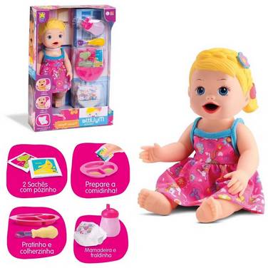 Boneca my little primeira papinha loira - divertoys