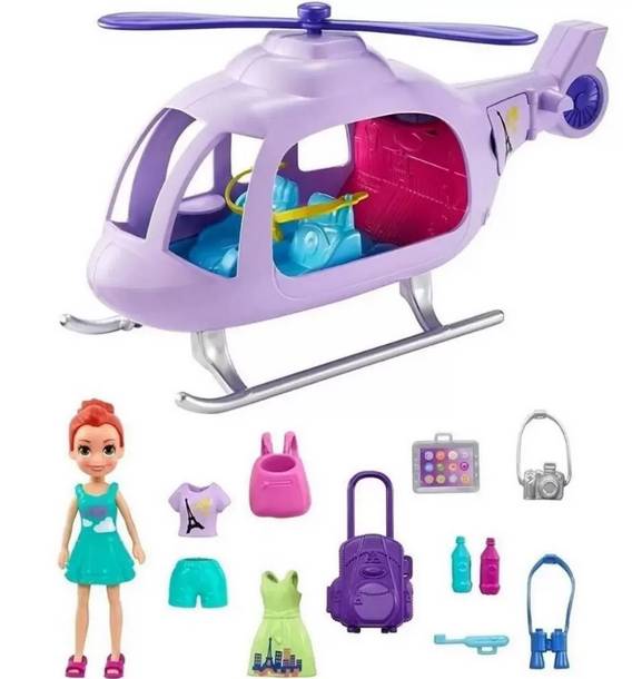 Mini Boneca e Acessórios - Polly Pocket - Helicóptero De Aventura - Mattel