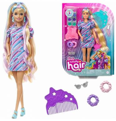 Barbie-Boneca-Totally-Hair-Vestido-Estrelas-Mattel-Original