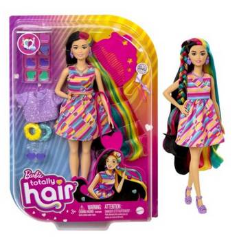 Boneca-Barbie-Totally-Hair---Vestido-Listrado---Morena---HCM90---Mattel