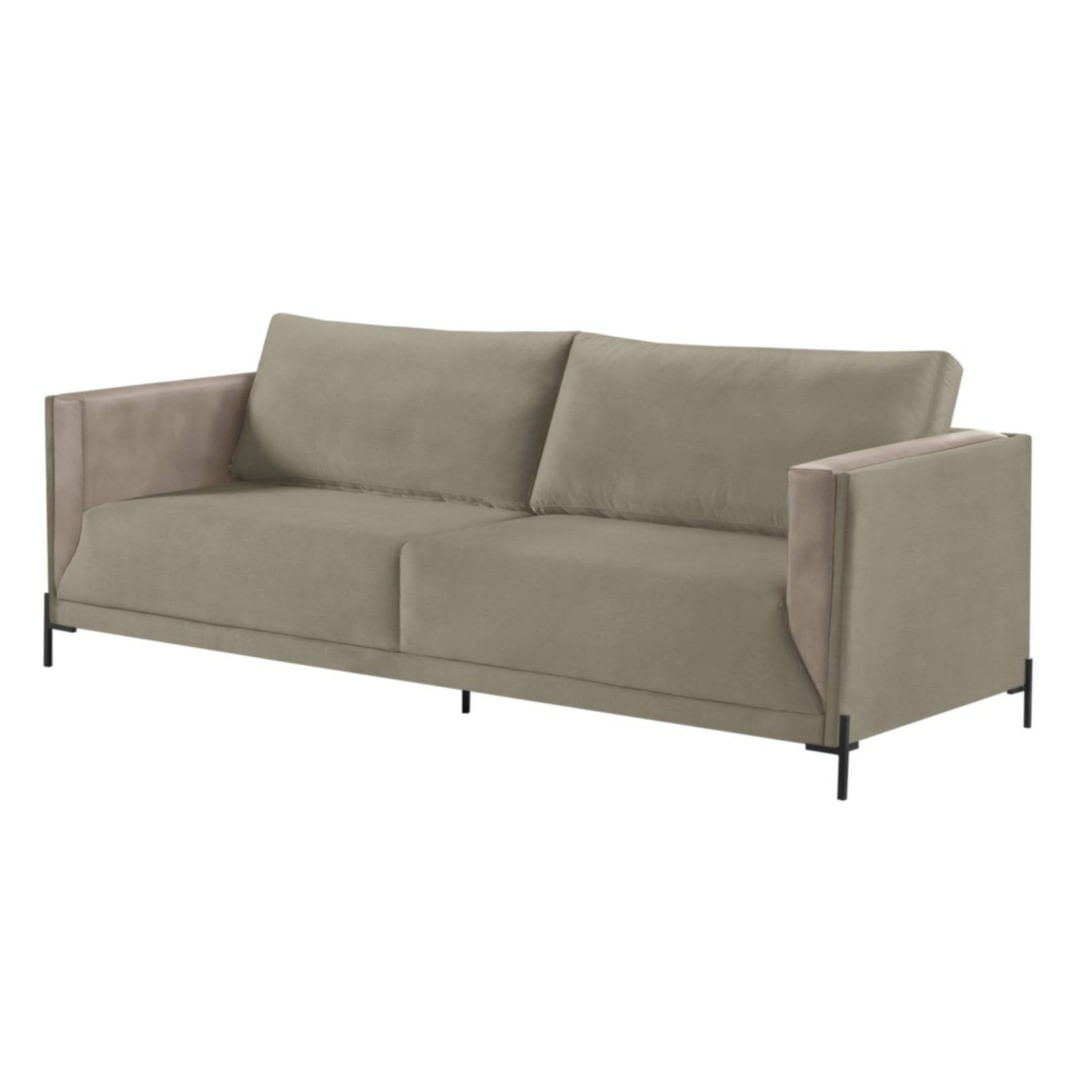 SOFA 4 LUGARES VENICE CORINO CAQUI 2280 E PES EM MADEIRA