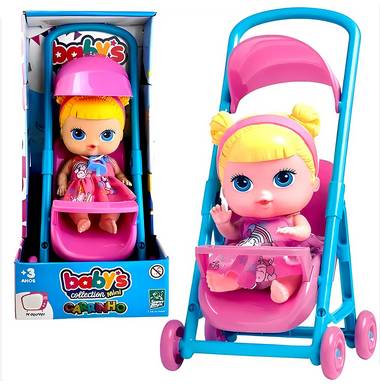 Brinquedo-Boneca-Com-Carrinho-Cuidar-Babys-Collection-Mini