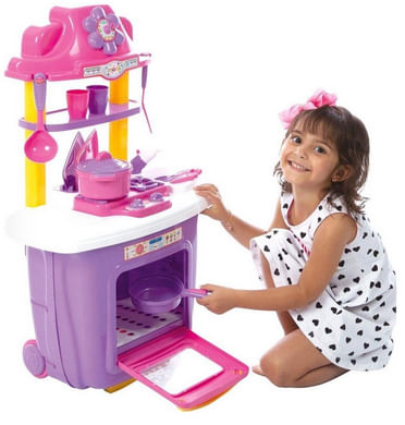 Cozinha-Infantil-Portatil-Completa-Rosa---Brinquedo-Maral