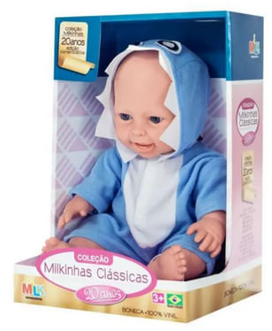 Boneca Clássica 30cm Milkinhas Tubarão Milk 100% Vinil 552