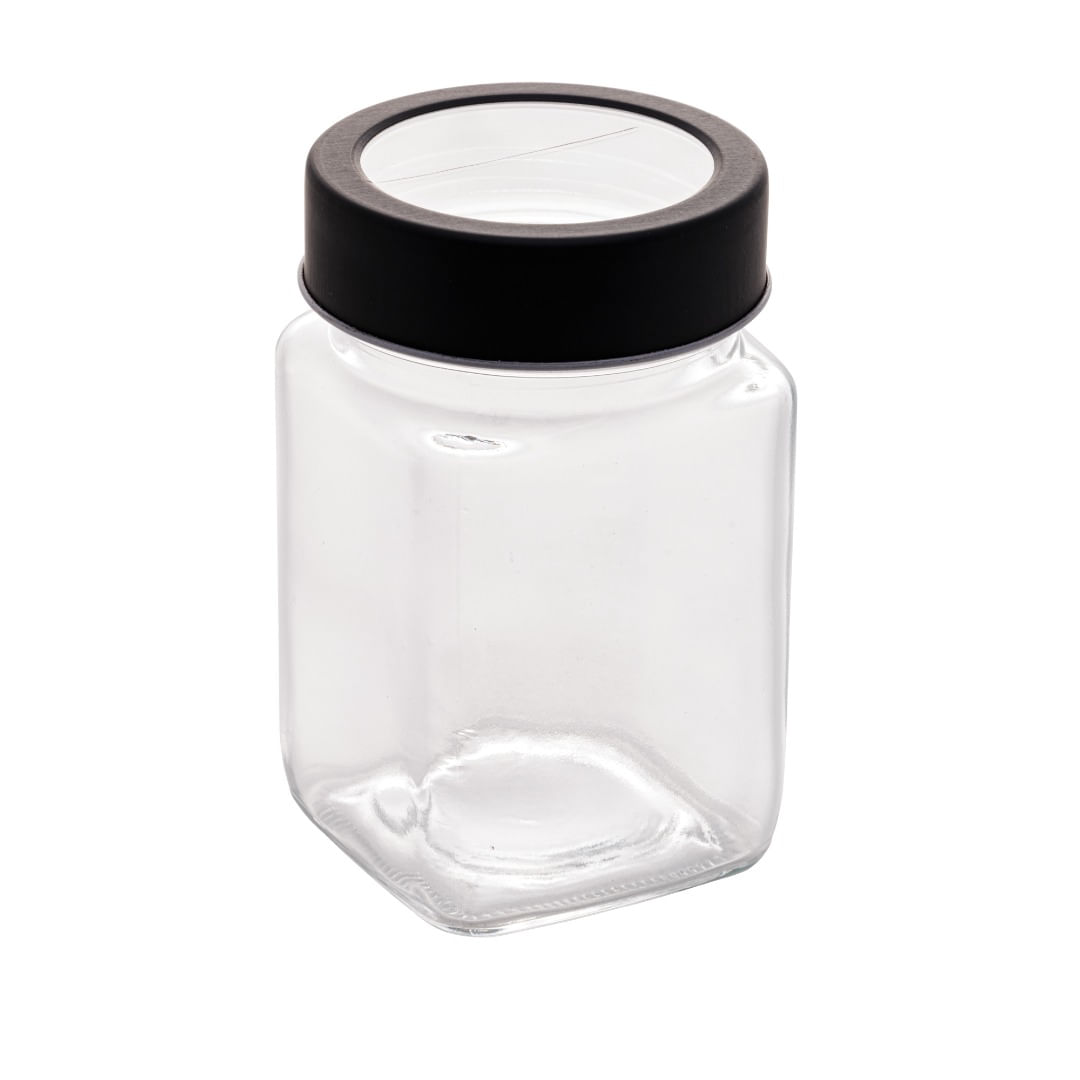 Pote-Lyor-Gastro-Preta-de-Vidro-e-Metal-e-Acrilico-300ml