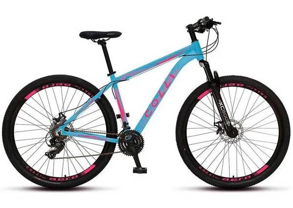 BICICLETA-COLLI-ATALANTA-ARO-29-SHIMANO-AZUL-CHAMPAGNE---ROSA-NEON