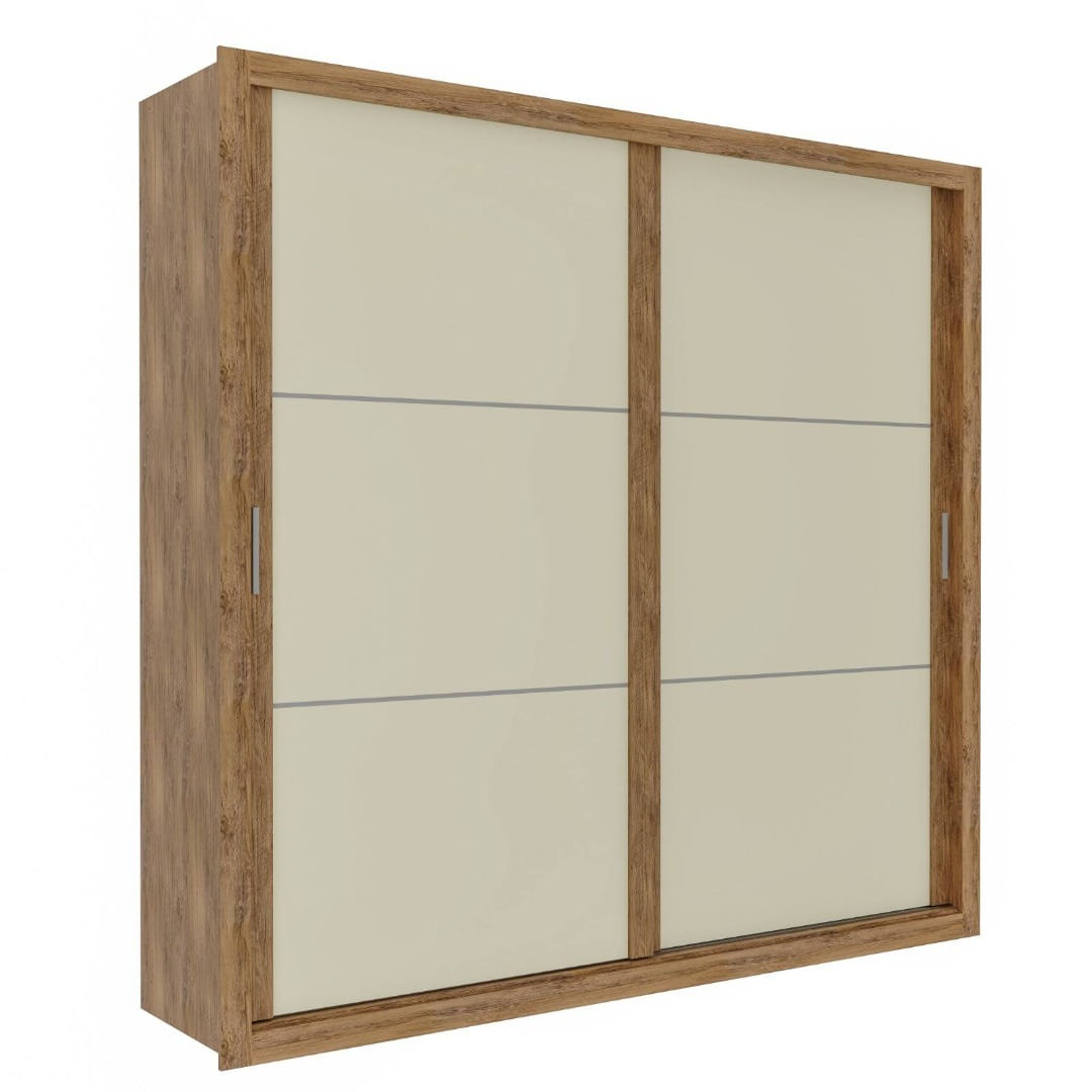 GUARDA ROUPA SIRIUS 2 PORTAS QUATRO GAVETAS NATURE E OFF WHITE