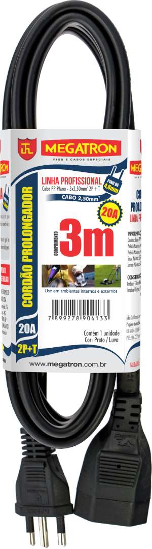 CORDAO PROLONGADOR PP PLANO 3X2,50X3,0M ATE 220V PR