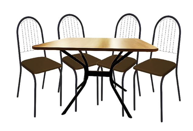 CONJUNTO MESA 4 CADEIRAS M072 PRF F090 FR 4C077PRF 31 PRETO FOSCO