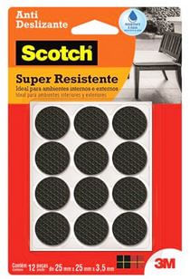 Protetor Anti-Deslizante Preto Redondo Scotch M 25mmx25mmx3,5 12und