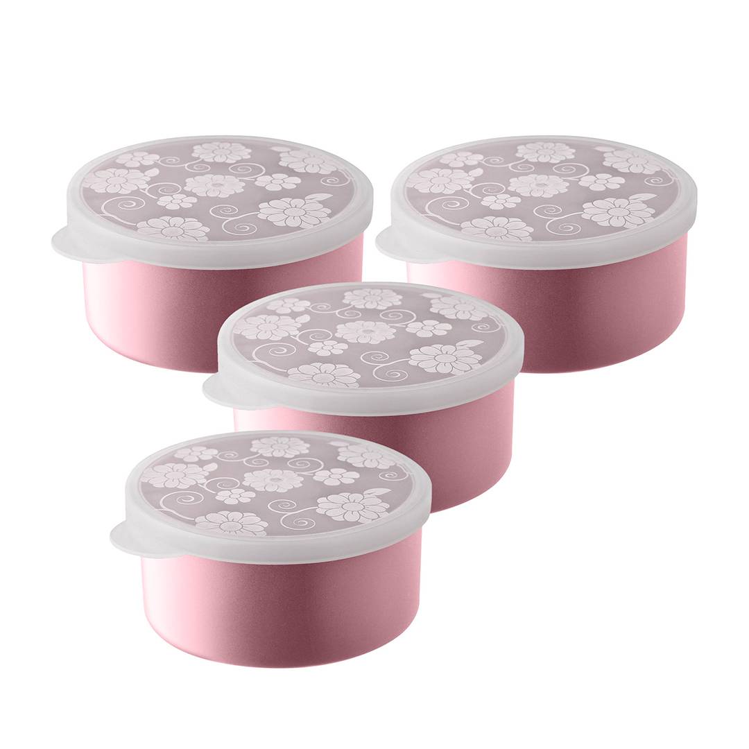 Conjunto 4 Potes Plástico 200ml Resistente Rosa
