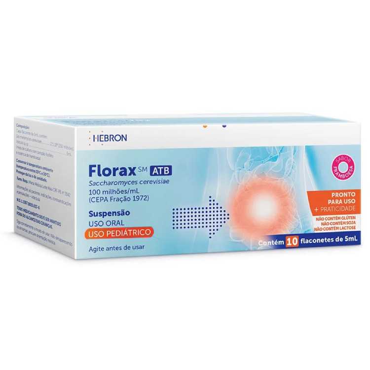 Florax Sm Atb Pediátrico 10 Flaconetes 5ml Framboesa