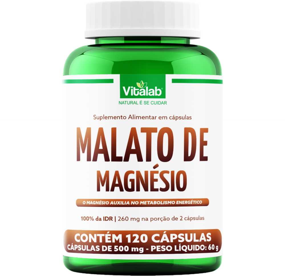 Malato de magnésio 120 Cápsulas - Vitalab