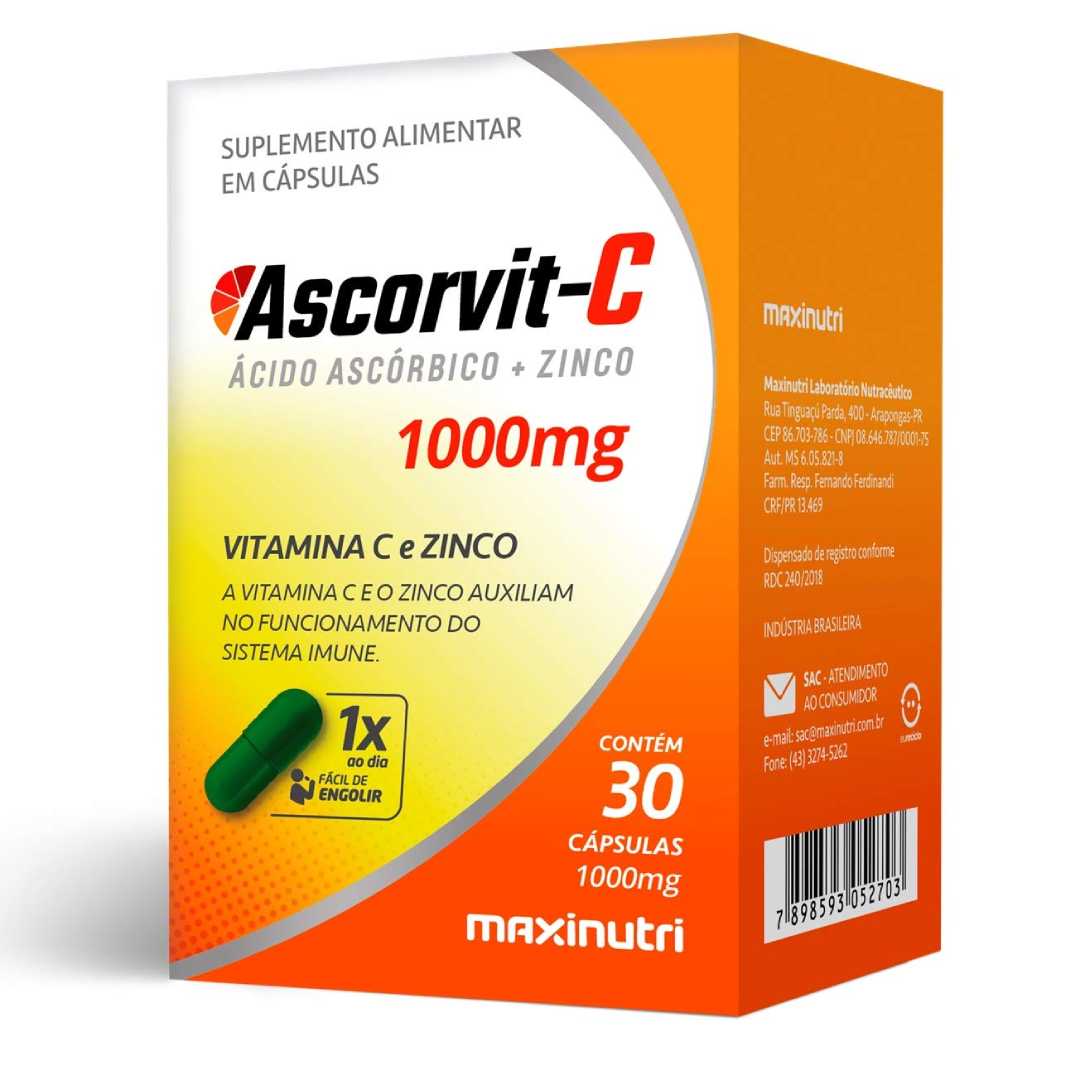 Ascorvit-C 1g Zinco 30 Cápsulas