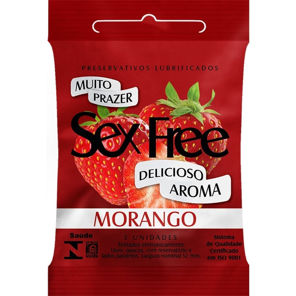 Preservativo Sex Free Morango 3 Unidades