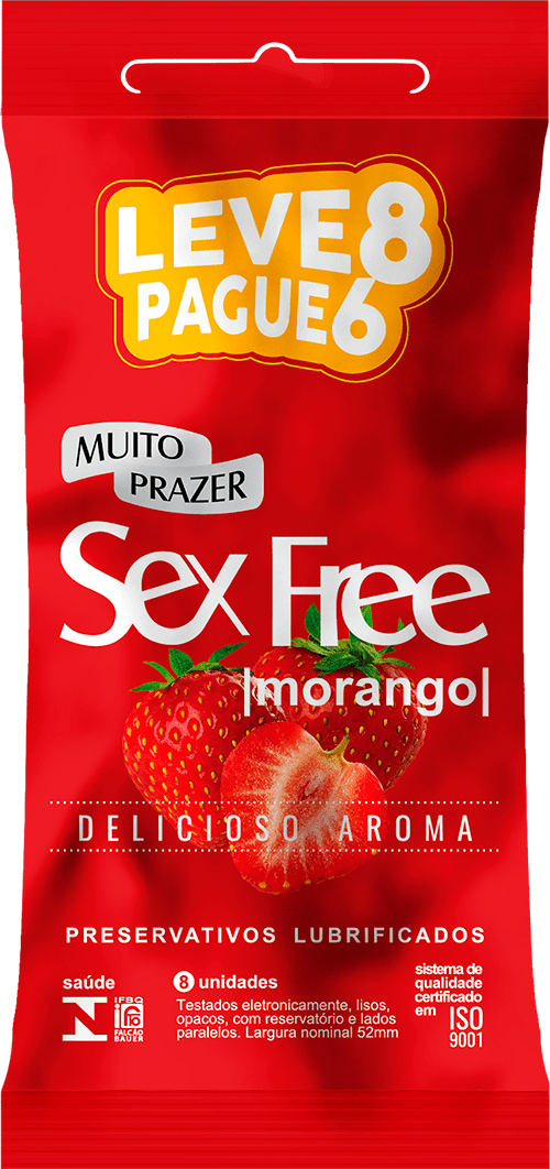 Preservativo Sex Free Morango 8 Unidades