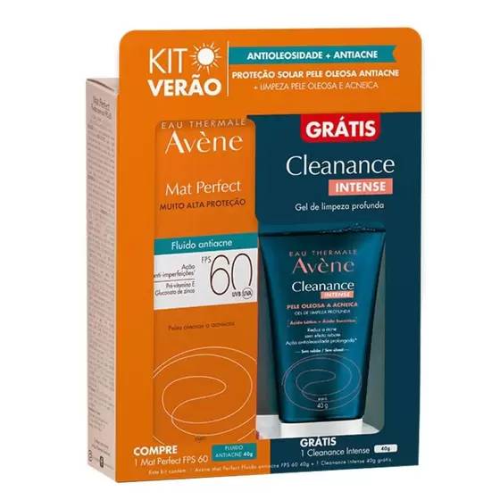 Avène Kit Protetor Solar Mat Perfect FPS60 40g + Gel Cleanance Intense 40g