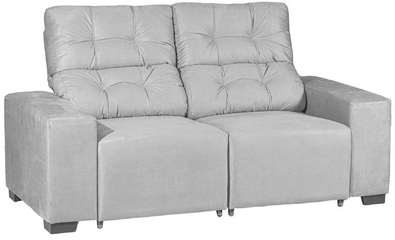 SOFA 2 LUGARES LISBOA RETRATIL E RECLINAVEL VELUDO PRATA