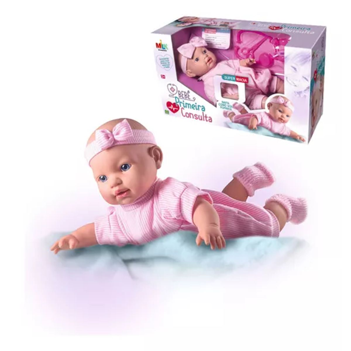 Boneca-Beb--Primeira-Consulta-40-Cm-Com-Acess-rios---Milk-Brinquedos-0